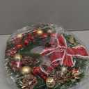 Unittype 2 Pcs 14 Inch Lighted Christmas Wreaths for Front Door with Red Bow, Balls & Berries, Christmas Wreath with Lights Decorations for Indoor Outdoor Fireplace Mantle Wall Window Xmas Decor