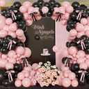 Pink Black Balloon Garland Arch Kit, 141Pcs Pink and Black Balloons Different Sizes 18 10 5 Inch and Bows for Coquette Birthday Wedding Baby Shower Bridal Shower Party Decorations