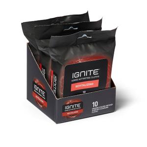 Ignite Mens Body Wet Wipes, Extra Thick 8" x 8" Shower Wipes, Revitalizing Scent, 10 Count (Pack of 3)