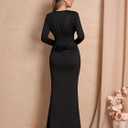 Long Sleeve Maxi Dress Deep V Neck Ruched Bodycon Elegant Semi Formal Wedding Guest Dresses for Women 2026