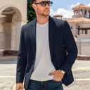 Vssjavun Blazer for Men Casual Suit Jackets Lightweight Sport Coat One Button Slim Fit Suits (Blue, L)