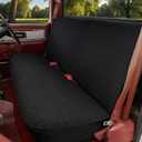 Front Solid Bench Seat Cover Universal Fits for Ford, Chevrolet, Dodge, and Full Size Pickup Trucks - Front Bench Sandwich Fabric with Side Pockets-Black