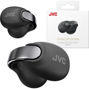 JVC Nearphones Open Ear True Wireless Headphones - Open Ear Earbuds - Bluetooth 5.3-24H Playback - IPX4 Water Resistant - Built-in Mic - Awareness & Comfort - Ear Clip Earbuds - HANP1T (Black)