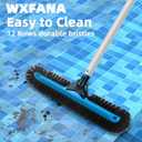 20" Wide Pool Brush Head, Heavy Duty Pool Cleaning Brush with 12-Rows Soft Bristles, Inground/Above Ground Pool Brushes with Curved Ends, Safe for Vinyl Liner