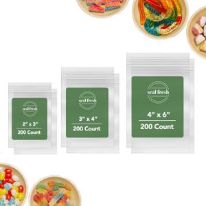Bundle Plastic Bags  3 Sizes (600 Count) - 2" x 3" (200), 3" x 4" (200), 4" x 6" (200)  2x3 Baggies, 3x4 Baggies, 4x6 Bags