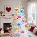 Bucherry 12 Pcs Conversation Hearts Decorations Valentine's Glitter Candy Heart Picks with Ribbon Heart Tree Pick for Home Romantic Farmhouse Decor Wedding Anniversary Birthday Party Supplies