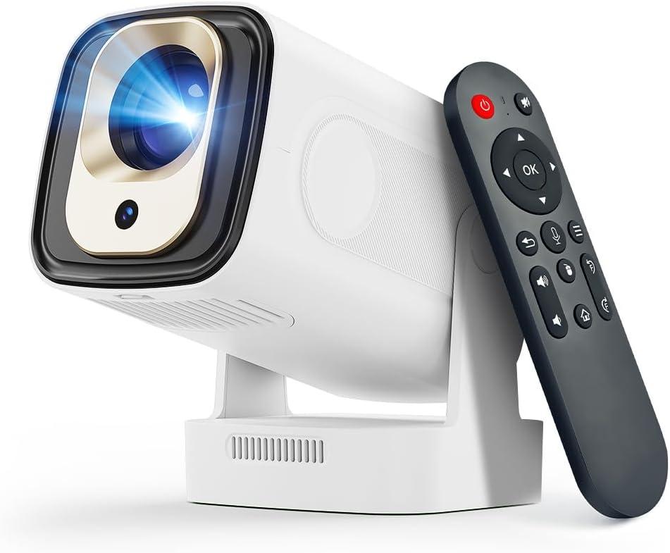 Auto Focus&1080PMagcubic Mini Smart Projector with 4K Support, Portable Projector with Wifi and Bluetooth, 5W Speaker, Built in Apps, Voice Control, Outdoor Movie Projector (White)