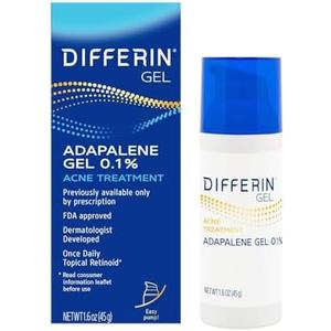 Differin Acne Treatment Gel, 90 Day Supply, Retinoid Treatment for Face with 0.1% Adapalene, Gentle Skin Care for Acne Prone Sensitive Skin, 45g Pump (Packaging May Vary)