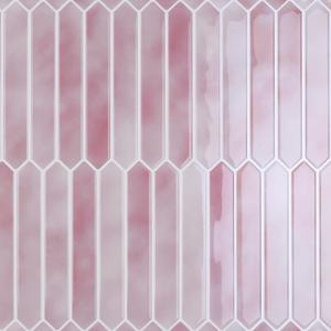 CRE8TIVE 4 Sheets Long Hexagon Tile Peel and Stick Backsplash Pink Peel and Stick Tiles for Walls 12"x12" Adhesive Back Splash Tiles for Kitchen Bathroom Waterproof 3D Tile Stickers for Laundry Room