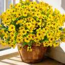 Grunyia 20 Bundles Artificial Flowers for Outdoors, UV Resistant Fake Plants Flowers Greenery Shrubs Plants for Decoration Outside Plants Hanging Planter Home Garden Decor (Yellow)