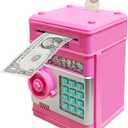 Piggy Bank Electronic Mini ATM for Kids Baby Toy, Safe Coin Banks Money Saving Box Password Code Lock for Children,Boys Girls Best Gift (Deep Pink)