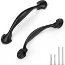 3" (76mm) Black Cabinet Pulls - Zinc Alloy Handles for Kitchen Cabinets & Drawers Pack of 10 | Curved Design Cabinet Hardware, Dresser Pulls