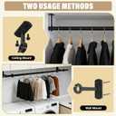 Closet Rods for Hanging Clothes Ceiling or Wall Mounted, 17-95 Inch Closet Rod Heavy-Duty Stepless Telescopic Clothes Hanging Rod for Closet Kitchen Laundry Room Living Room Balcony (Black)