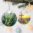 4 x Plant Ornament, Stained Glass Christmas Decorations, Christmas Ornaments for Tree, Holiday Ornament, Gifts for Plant Lovers, Holiday Party Gifts, Gift Ideas & Xmas Gift