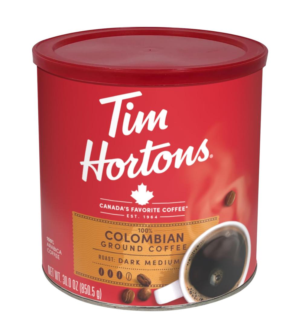 Tim Hortons Colombian Ground Coffee 30 oz Can (EXP 10/25/26)