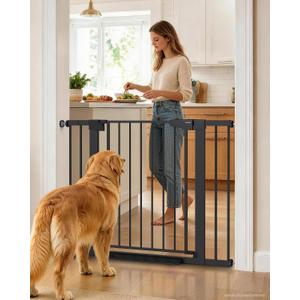 Cumbor 30-43" Baby Gate for Doorways, Auto-Close Walk-Thru Dog Gate, Black