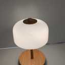 Oneach 9" Cordless Table Lamp, Wood Grain Rechargeable Battery Operated Lamp, 3-Way Stepless Dimming Touch Lamps, Small Glass Bedside Nightstand Light for Bedroom Dining Table Living Room Shelf Decor