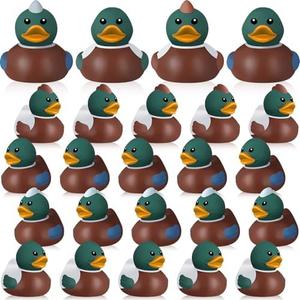 Hollowfly 24 Pcs Mallard Rubber Duck 2 Inch 4 Styles Party Supplies Nature Rubber Ducky Adorable Duck Party Supplies for Birthday Gift Shower Birds Lovers Hunting Decoration