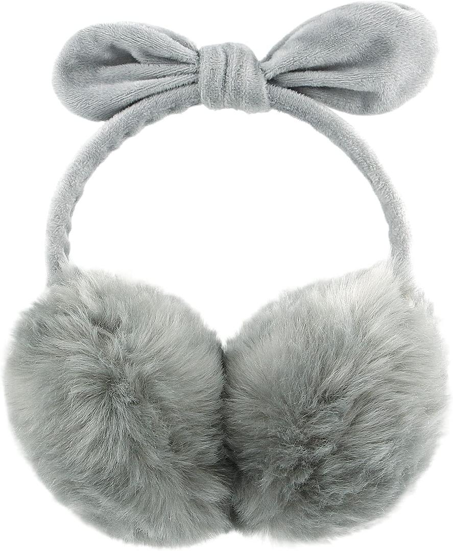 POXIMI Women Winter Earmuffs Girl Ski Adjustable Ear Covers for Kid Cute Bow Ear Warmer Outdoor Earmuff Fleece Lining