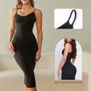 Women Summer Bodycon Dress for Women Sleeveless Casual Party Tummy Control Shapewear Slip Dress Midi Body Shaper (X-Large, Black)