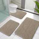 OLANLY Bathroom Rugs Sets 3 Piece, Soft Absorbent Chenille Bath Mats and U-Shaped Contour Toilet Rug, Quick Dry, Home Decor Accessories, Bath Mat Set for Bathroom (30"x20"+24"x16"+24"x20", Warm Taupe)