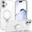 Magnetic for iPhone 17 Case with Ring Stand, [10 FT Drop Protection] [Velvety Touch] Slim Translucent Matte Back Shockproof Phone Case for iPhone 17 6.3'', Frosted White