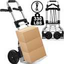 330 LB Capacity Folding Hand Truck Dolly Cart, Portable Aluminum Dolly Cart with Telescoping Handle and Rubber Wheels for Moving,Shopping,Travel,Office Use.