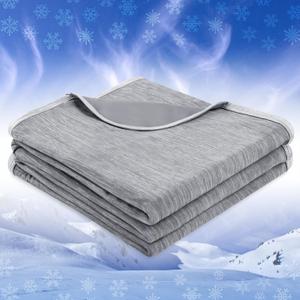 PAVILIA Cooling Blanket for Hot Sleepers, Lightweight Summer Blanket for Bed, Cooling Chill Throw Blanket for Night Sweats Absorb Heat for Adult Kid Baby on Warm Night, Light Grey, 50x60 inch