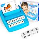 Matching Letter Game for Kids, 2 in 1 Educational Toys Alphabet Spelling & Reading, Number & Color Recognition, Flash Cards Learning Toys Gifts for Preschool Kindergarten Boys Girls Ages 3 4 5 6 7 8 (Blue)