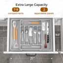 ukeetap Extra Large Expandable Silverware Organizer, BPA-Free Food-Safe Cutlery Flatware Organizer, Kitchen Utensil Drawer Organizer, Adjustable Silverware Holder for Spoons Forks Knives, Gray