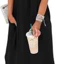 OFEEFAN Maxi Dresses for Women 2026 Loose V Neck Sleeveless Casual Beach Vacation Dress Side Slit Sundresses with Pockets (Black, M)