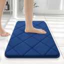 OLANLY Memory Foam Bath Mat 24x16, Ultra Soft and Absorbent Bathroom Rugs, Machine Washable, Comfortable Bath Carpet for Bathroom Floor, Tub and Shower, Navy