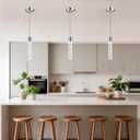 Pendant Lights Kitchen Island, 6500K Modern Kitchen Island Lights Brushed Nickel, 3 Pack Ceiling Lighting Fixtures with Crystal Bubble, Integrated LED Hanging Light for Dining Room Restaurant
