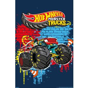 Mattel Hot Wheels - Monster Trucks Smash Wall Poster, 34L" x 22.4W", Premium Unframed Version