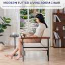 MAXYOYO Living Room Accent Chair, Modern Chair with Sturdy Metal Frame & Wood Armrests, Upholstered Reading Chair with Upholstered Cushion for Bedroom Balcony Porch, Beige