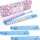 Non-Slip Mahjong Racks with Pushers, 4-Pack Clear Acrylic Racks, American Mahjong Accessories, Gift-Ready Mahjong Gifts (Blue), 17.5 Inches X 2.4 Inches