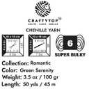 CRAFTYTOP Super Bulky Chenille Yarn #6 for Crocheting & Knitting – Soft, Chunky, Fluffy Yarn Ideal for Baby Blankets, Plush Toys, Amigurumi, DIY Crafts, Cozy Accessories (Green Serenity)