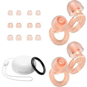 Ear Plugs for Concert, 2 Pairs of Noise Reduction Earplugs 25dB-30dB with 8 Ear Tips&Carry case, Reusable Hearing Protection earplugs for Sleep, Social, Work, Focus&Noise Sensitivity (1 pair (Pack of 1), Pink)