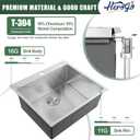 25x22Inch Drop In Kitchen Bar Sink, Herogo Stainless Steel Handmade 10'' Deep Topmount Single Bowl Kitchen Workstaion Rv Sink Basin for Laundry Room Utility with Accessories