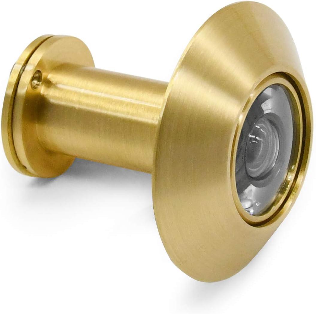 Earl Diamond - Door Viewer Peephole, Solid Brass 200-Degree Security Peephole with Heavy Duty Rotating Privacy Cover for for 1-3/8" to 2-1/6" Doors for Home Office Hotel - Satin Gold
