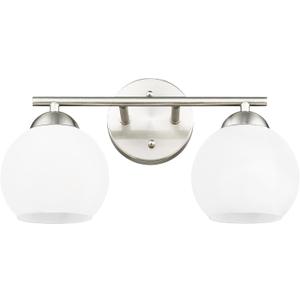 Emak Modern Globe Vanity Lights, Brushed Nickel Bathroom Light Fixtures, 2-Light Bathroom Vanity Light with Milk Glass Shade, VL114-BN-ML-2