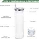 20 Oz 8 Pack Double Wall Pre Drilled Sublimation Storyboard Snow Globe Tumbler, Inner Stainless Steel Outer Plastic Insulated Storyboard Cups, DIY Interlayer for Glitter Storyboard Tumbler Gifts