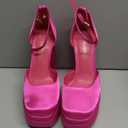 DREAM PAIRS Women’s High Chunky Platform Closed Toe Block Heels Square Toe Ankle Strap Dress Wedding Party Pumps Shoes Aurelia Size 38.5