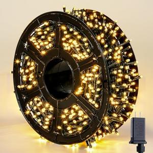 JMEXSUSS 272ft 800 LED Outdoor Christmas Lights, 8 Modes Warm White Christmas Tree Lights Green Wire, Waterproof Led String Light for Outside Indoor Xmas Party Tree Decor