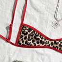 MakeMeChic Women's Micro Tanning Bikini Sets Cheetah Gingham Sexy Tiny Bathing Suit Swimsuit Leopard Brown Red Medium