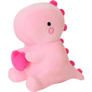 SQEQE Dinosaur Stuffed Animal, Loving Soft Dino Plush Toys with Holding Heart, Sweet Romantic Anniversary Birthday Gift for Her Girls Boys Girlfriend(Pink,12 inch)