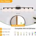 8-Light Black Vanity Light Fixtures,Vanity Lights Clear Glass ShadeRust and Moisture Resistant Easy to Install Vanity Lights for Bathroom Light Over Mirror