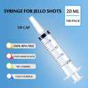 100 Packs 20ml Plastic Syringe, with Cover Cap, Large Syringes for Liquid Jello Shots, Measuring, Watering, Refilling, Feeding
