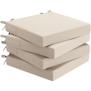 AAAAAcessories Outdoor Seat Cushions for Chairs, Waterproof, Fade-Resistant Patio Furniture Replacement Cushions, 18.5" x 16" x 3", Set of 4, Beige
