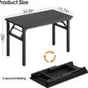 Need Office Computer Desk 35.8 Inch Sturdy Folding Laptop Table Black | Black Frame Writing Gaming Work Table/Foldable Home Office Desk/Sewing Table, No Assembly Required